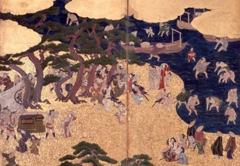 「摂津住吉浜での潮干狩り（部分図）」